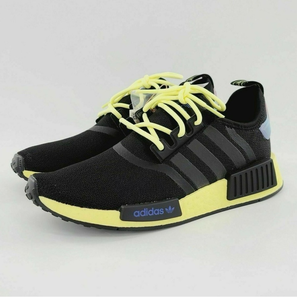 Adidas NMD R1 Men's Sizes 12 Core Black Pulse Yellow Blue Boost Shoes